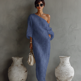 Kirsti - Ivoire-pellavamekko olkaimettomalla leikkauksella
