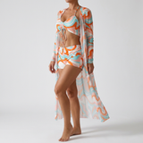 Trio - Kolmiosainen bikini-setti kauniilla kuviolla