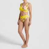 Kukka - Bikini kukallisella kuviolla ja kontrastisella leikkauksella